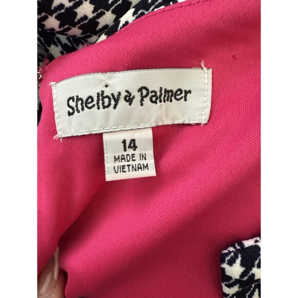 Shelby & Palmer Black  White Houndstooth Midi Dress short Sleeve Womens size 14 - Picture 2 of 9